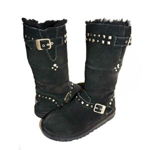 Kids UGG "Wynter" Tall Black Studded Boots